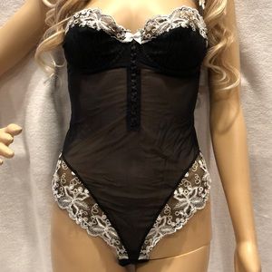 VTG Lise Charmel sheer black white lace lingerie